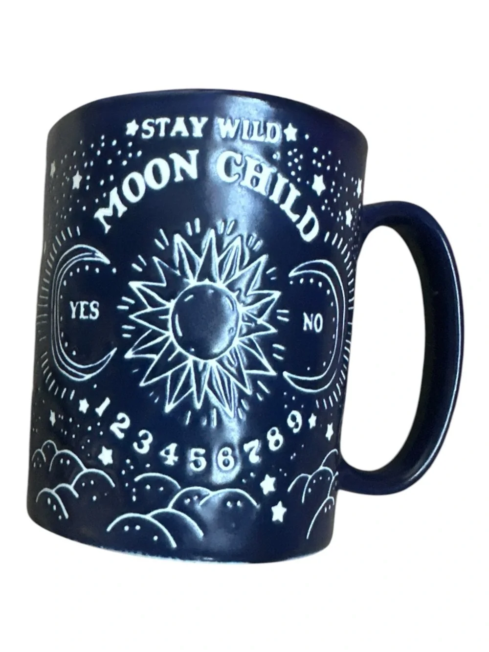 Stay Wild Moon Child Navy Blue Celestial Oracle Yes/No Mug 14 oz